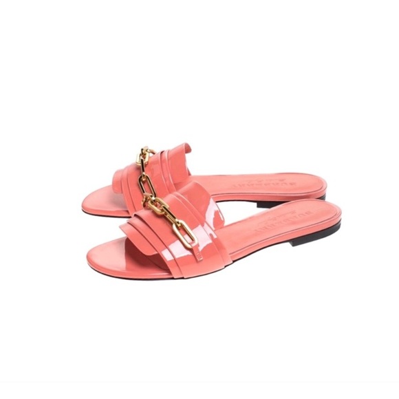 Burberry | ‘Coleford’ Patent Leather Flat Slides - Picture 13 of 16